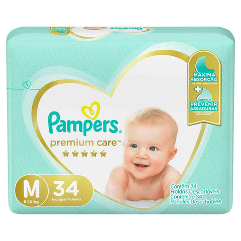 Fralda Pampers Premium Care  Tamanho M - 34 Unidades