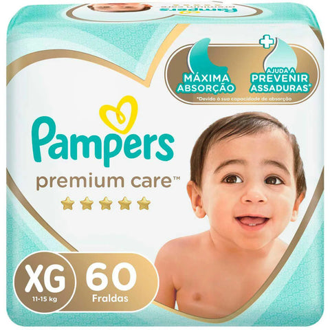 Fralda Pampers Premium Care  Tamanho XG - 60 Unidades