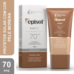 Protetor Solar Facial Episol Color  Pele Morena - FPS 70 - 40 g