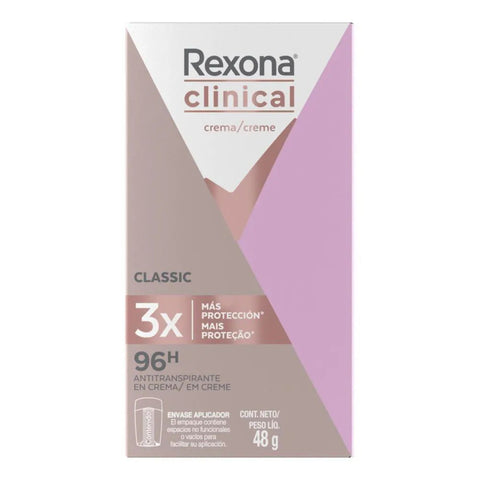 Desodorante Feminino Rexona Women Clinical Classic, Cream Stick, 1 Unidade Com 48G