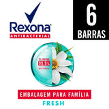 Sabonete Corporal Rexona Antibacterial Fresh, Barra, 6 Unidades Com 84G Cada