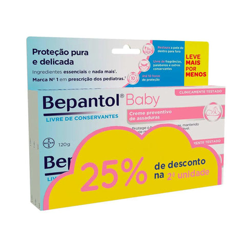 Kit Creme para Assaduras Bepantol Baby Preventivo Sem Fragrância 120g 2 Unidades