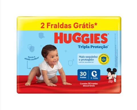 Fralda Huggies Tripla Proteção  Tamanho G - 30 + 2 Unidades