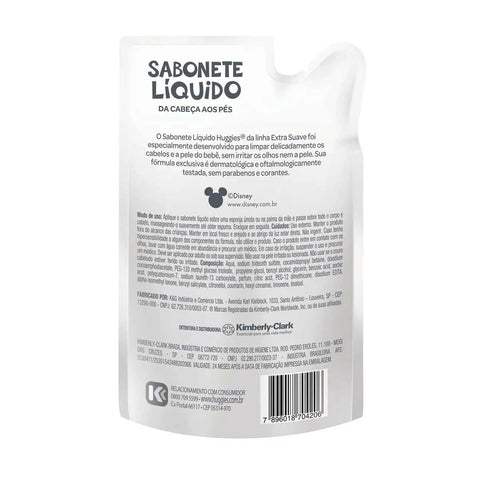 Sabonete Huggies Líquido Extra Suave Cabeca Aos Pes Refil 200 Ml