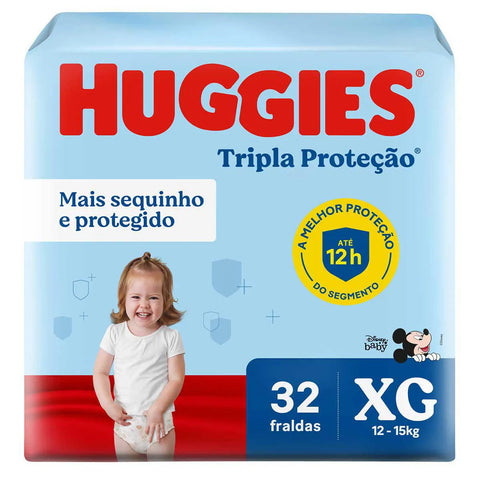 Fralda Huggies Tripla Proteção  Tamanho XG - 32 Unidades