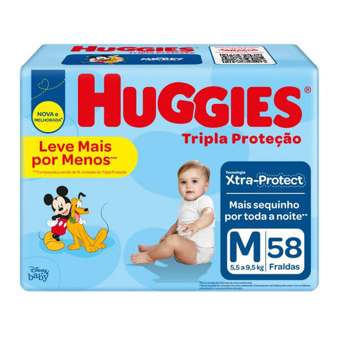 Fralda Huggies Tripla Proteção  Tamanho M - 58 Unidades