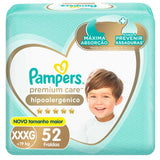 Fralda Pampers Premium Care Hipoalergênico  Tamanho XXXG - 52 Unidades