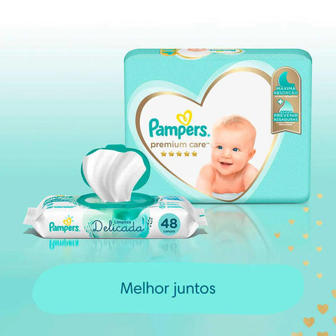 Fralda Pampers Premium Care Hipoalergênico  Tamanho XXXG - 52 Unidades