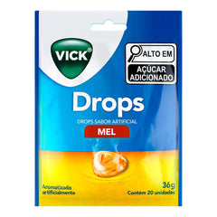 Vick Drops  Sabor Mel - Pastilha - 20 Unidades