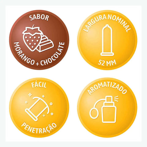 Preservativo Blowtex Morango com Chocolate  3 Unidades