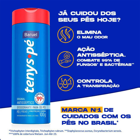 Talco Antisséptico Tenys Pé  Original - 100 g