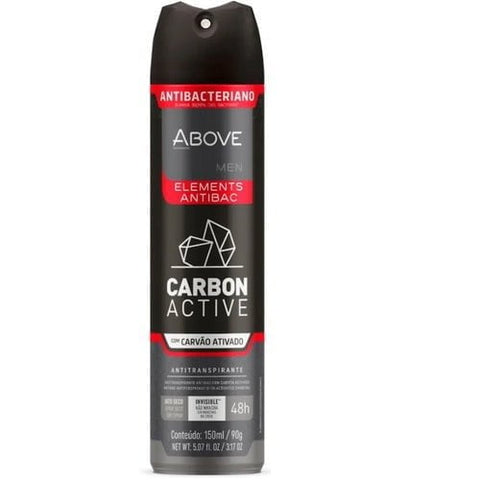Desodorante Antitranspirante Above Men Elements Carbon Active, Aerossol, Antibacteriano 1 Unidade Com 150Ml
