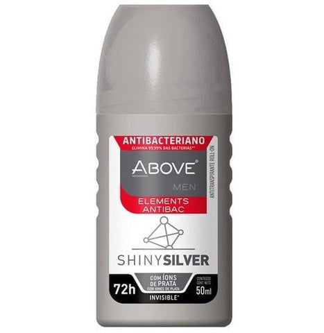 Desodorante Antitranspirante Masculino Above Elements Invisible Antibac Shiny Silver, Roll-On Com 50Ml