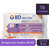 Seringa Insulina Bd Fine 6Mm 30U  100 Unidades