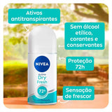 Desodorante Antitranspirante Feminino Nivea Active Dry Fresh Roll-On Com 50Ml