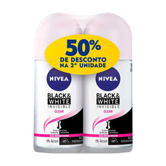 Desodorante Antitranspirante Feminino Nivea Invisible For Black & White Clear, Roll-On, 2 Unidades Com 50Ml Cada