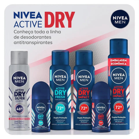 Desodorante Antitranspirante Masculino Nivea Men Active Dry Fresh Roll-On, 1 Unidade Com 50Ml