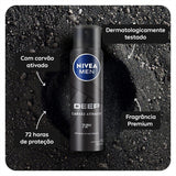 Desodorante Antitranspirante Masculino Nivea Men Deep Carvão Ativado Original, Aerossol, 1 Unidade Com 150Ml