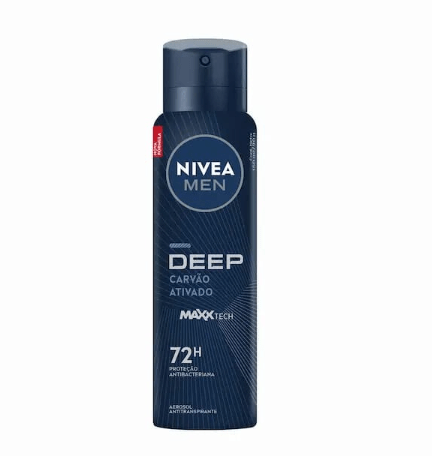 Desodorante Antitranspirante Masculino Nivea Men Deep Carvão Ativado Original, Aerossol, 1 Unidade Com 150Ml