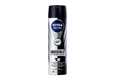 Desodorante Antitranspirante Masculino Nivea Men Invisible For Black & White Aerossol, 1 Unidade Com 150Ml
