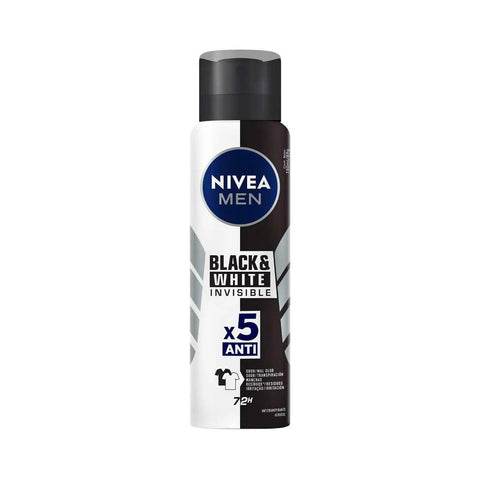 Desodorante Antitranspirante Masculino Nivea Men Invisible For Black & White Aerossol, 1 Unidade Com 150Ml