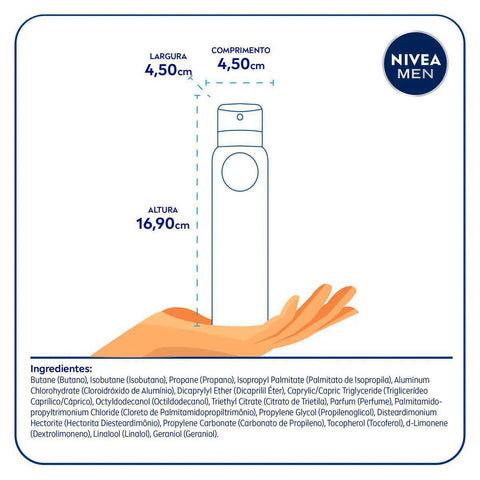 Desodorante Antitranspirante Masculino Nivea Men Invisible For Black & White Aerossol, 1 Unidade Com 150Ml
