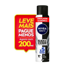 Desodorante Antitranspirante Masculino Nivea Men Invisible For Black & White Aerossol, 1 Unidade Com 200Ml
