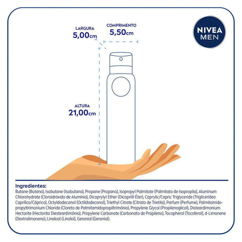 Desodorante Antitranspirante Masculino Nivea Men Invisible For Black & White Aerossol, 1 Unidade Com 200Ml
