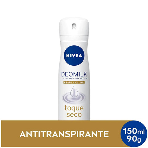 Desodorante Antitranspirante Nivea Deomilk Beauty Elixir Toque Seco Aerossol, 1 Unidade Com 150Ml