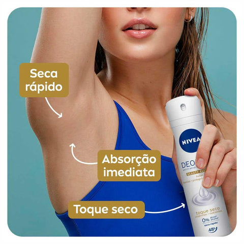Desodorante Antitranspirante Nivea Deomilk Beauty Elixir Toque Seco Aerossol, 1 Unidade Com 150Ml