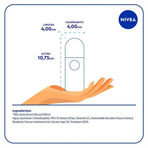 Desodorante Antitranspirante Nivea Pele Sensível Sem Perfume, Roll-On, 1 Unidade Com 50Ml