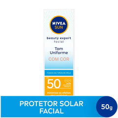 Protetor Solar Facial Nivea Sun Beauty Expert  Com Cor - FPS 50 - 50 g