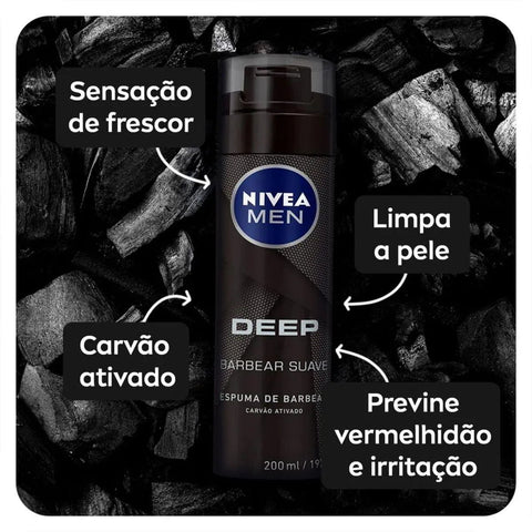 Espuma Para Barbear Nivea Men Deep Suave Com 200Ml