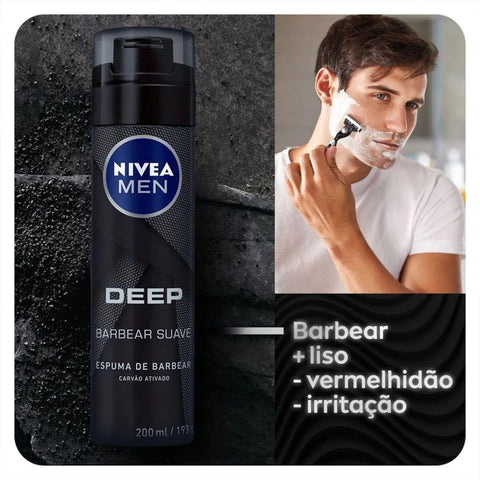 Espuma Para Barbear Nivea Men Deep Suave Com 200Ml