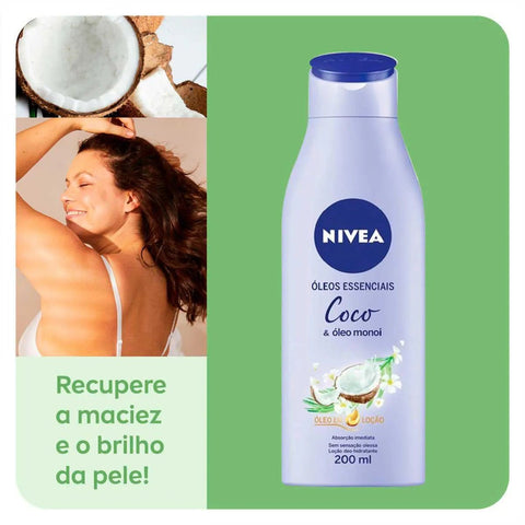 Hidratante Corporal Nivea Óleos Essenciais Coco e Óleo de Monoi Com 200Ml
