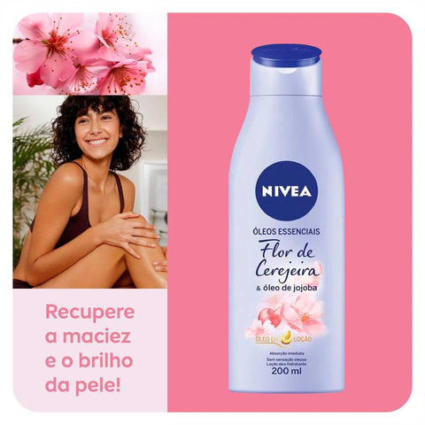 Hidratante Corporal Nivea Óleos Essenciais Flor de Cerejeira e Óleo de Jojoba Com 200Ml