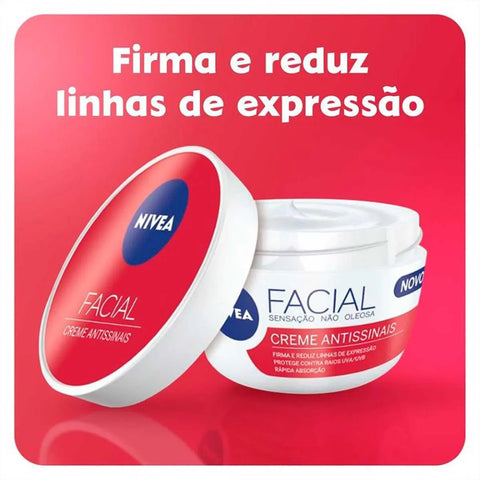 Kit Nivea Sun Protetor Solar Facial Toque Seco Antissinais + Creme Facial Antissinais  FPS 60 - 50 mL + 100 g
