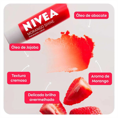 Protetor Labial Nivea Lipe Care Morango 4,8G
