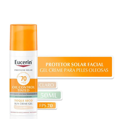 Protetor Solar Facial Eucerin Oil Control Tinted  Claro - FPS 70 - 50 mL