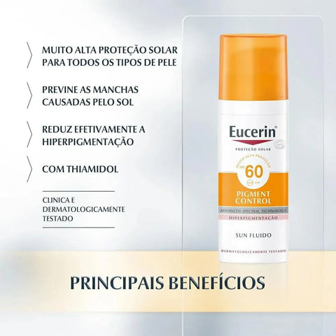 Protetor Solar Facial Eucerin Pigment Control  Tinted Médio - FPS 60 - 50 ml