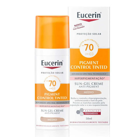 Protetor Solar Facial Eucerin Pigment Control Tinted  Médio - FPS 70 - 50 mL