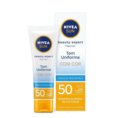 Protetor Solar Facial Nivea Sun Beauty Expert  Com Cor - FPS 50 - 50 g