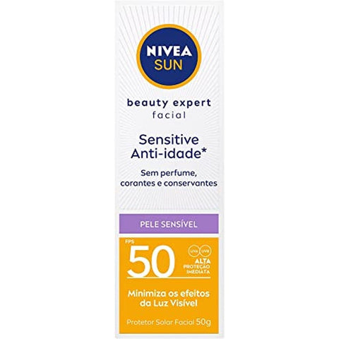 Protetor Solar Facial Nivea Sun Beauty Expert Sensitive Anti-Idade  Sensível  FPS 50 - 50 g