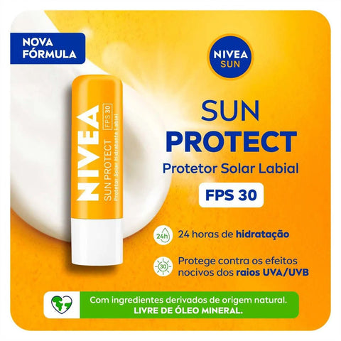 Protetor Solar Labial Nivea Sun Protect Alta Proteção  FPS 30 - 4,8 g