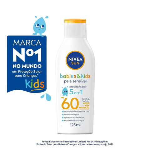 Protetor Solar Nivea Sun Kids Sensitive  FPS 60 - 125 mL