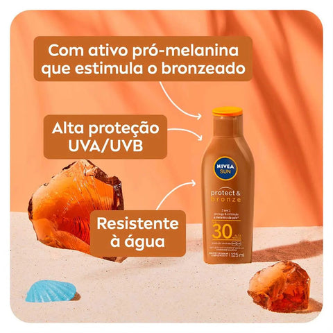 Protetor Solar Nivea Sun Protect & Bronze  FPS 30 - 125 mL