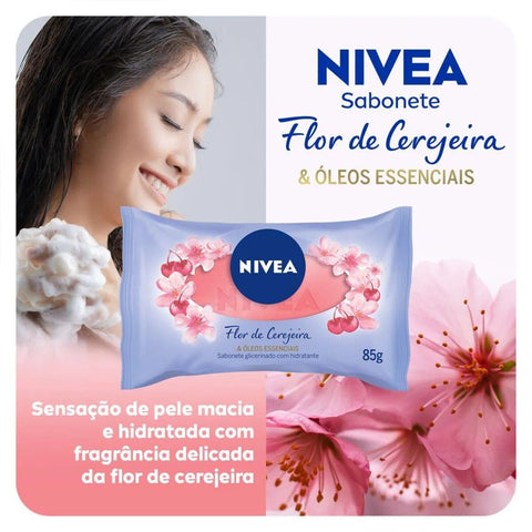 Sabonete Glicerinado Nivea Flor de Cerejeira e Óleos Essenciais, Barra, 1 Unidade Com 85G