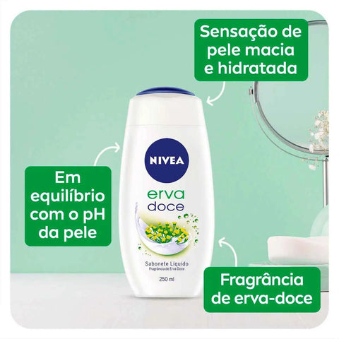 Sabonete Hidratante Nivea Erva-Doce, Líquido, 1 Unidade Com 250Ml