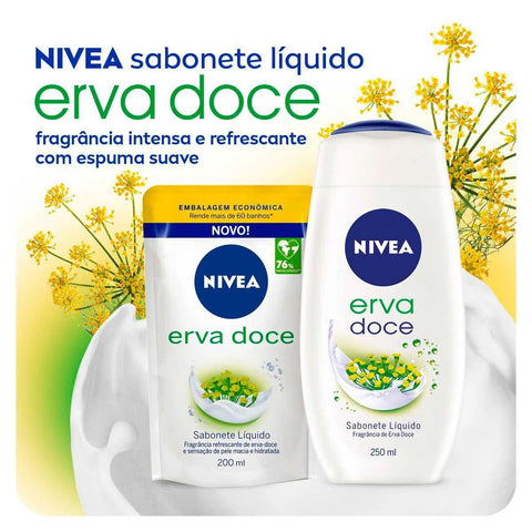 Sabonete Hidratante Nivea Erva-Doce, Líquido, Refil, 1 Unidade Com 200Ml