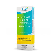Vitamina D + Zinco (Biolab)  200UI + 20mg - 30 Unidades - Cápsula